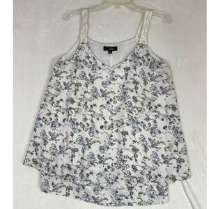 Suzanne Betro White Floral Lace Strap Cami Tank Top Women's Size Large